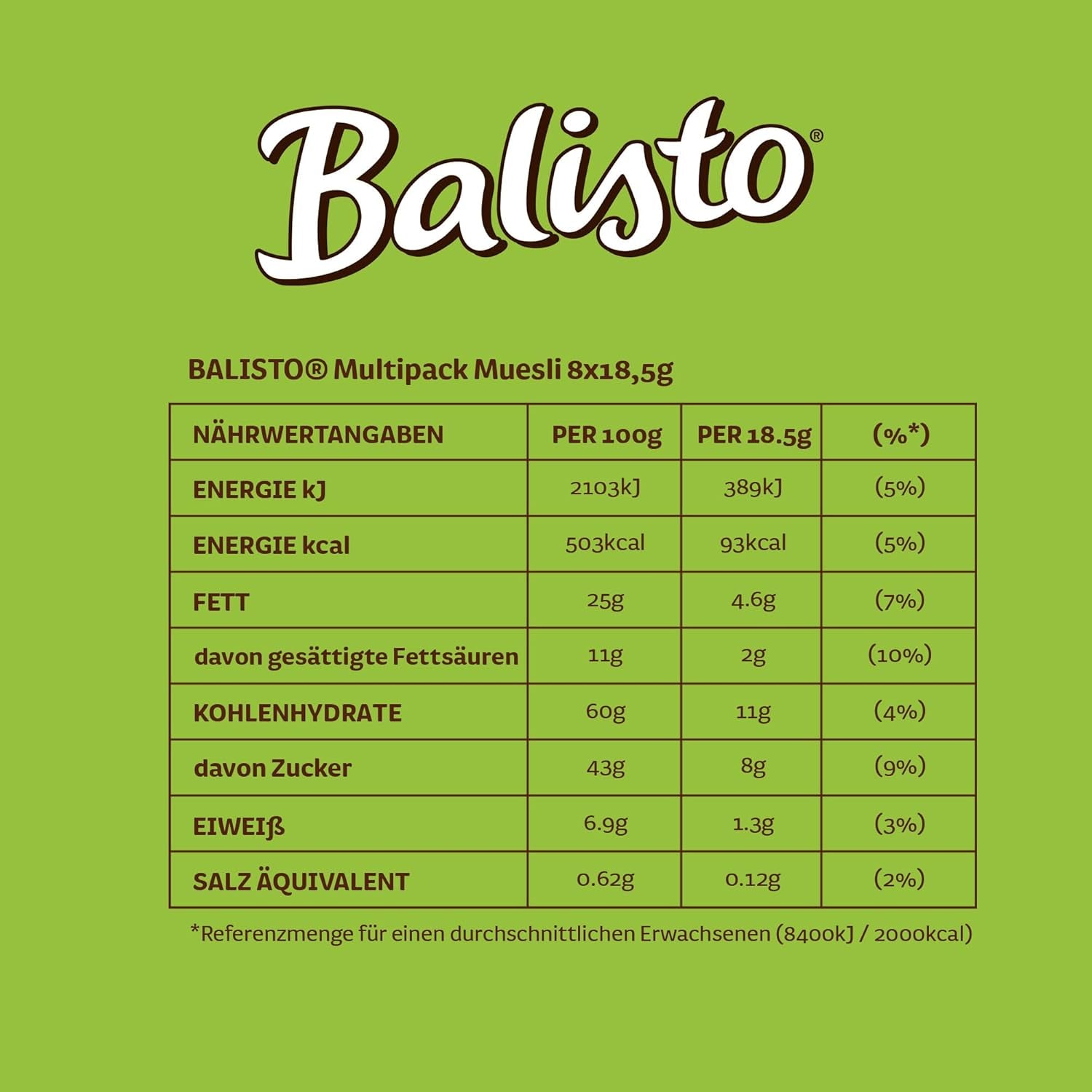 BALISTO® Multipack müsli, korn og rosiner, 8x18,5 g