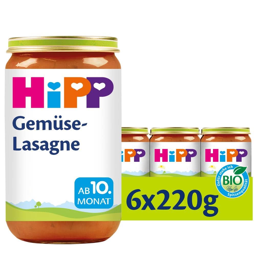 Hipp Pasta Bambini - Lasagne med grøntsager, pakke med 6 (6 X 220 g) Mor og barn Naty Shop