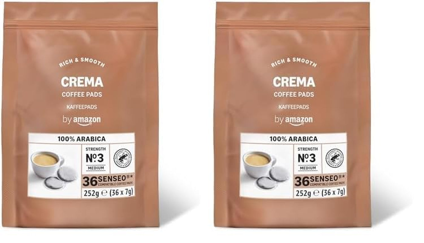 Kaffeepads Crema 100% Arabica, Geeignet für Senseo Maschinen, 36 Stück (1er-Pack) (Packung mit 2)