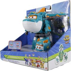Super Wings EU770447 - Transformering Tino & Pet, transformerende legetøjsfigur ca. 14,5 cm og kæledyr med højden på ca. 4,3 cm, til børn over 3 år Actionfigurer Naty Shop