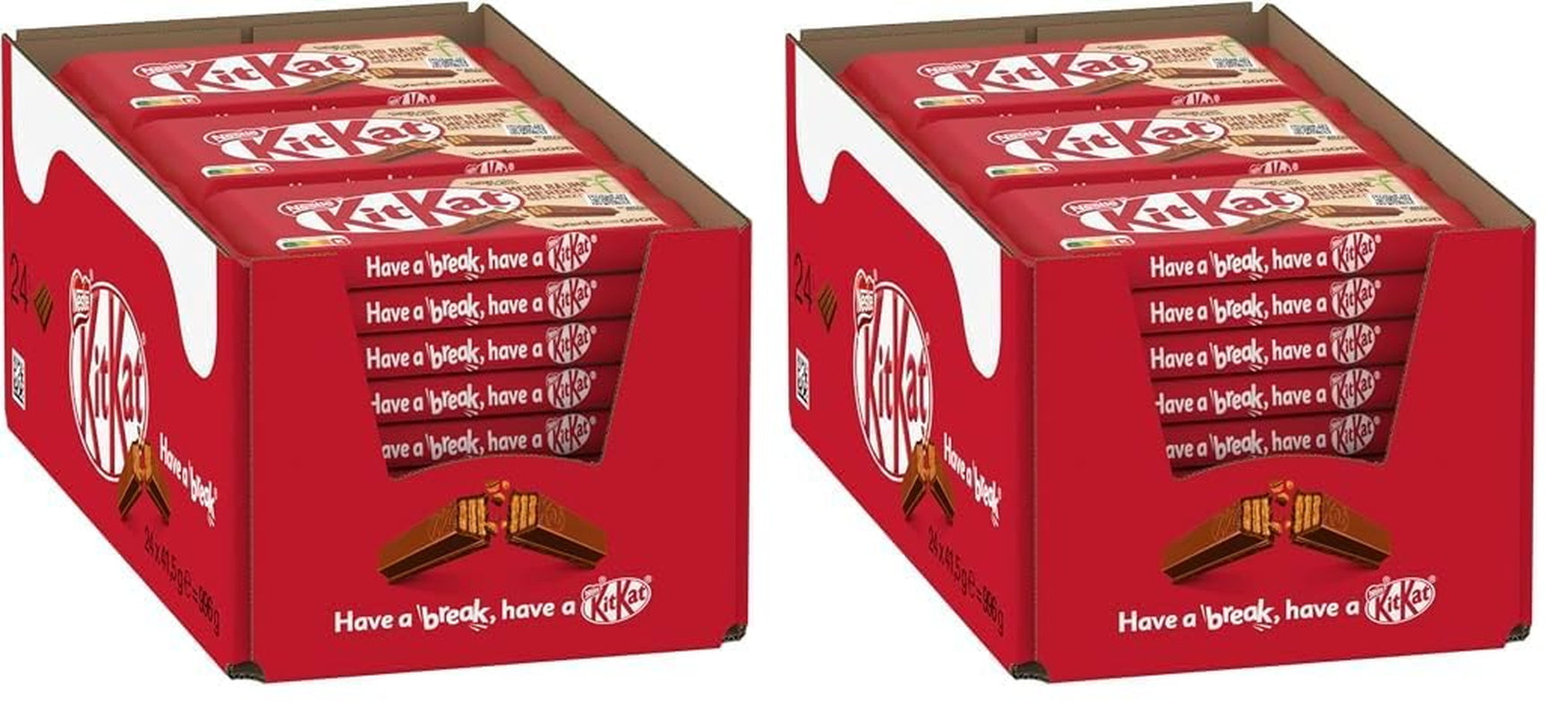 Nestlé klassiske chokoladebarer, sprøde mælkechokoladestænger, pakke med 48 (24 x 41,5 g)