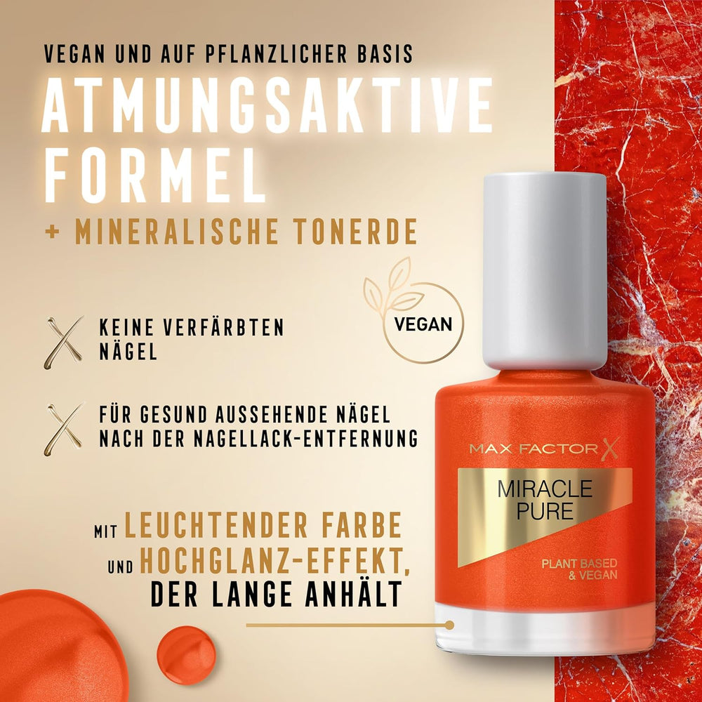 Max Factor Miracle ren negle, ultrablank, intenst farvet neglelak med glansen af ​​helende krystaller og nærende ingredienser, farve 430 fed jaspis