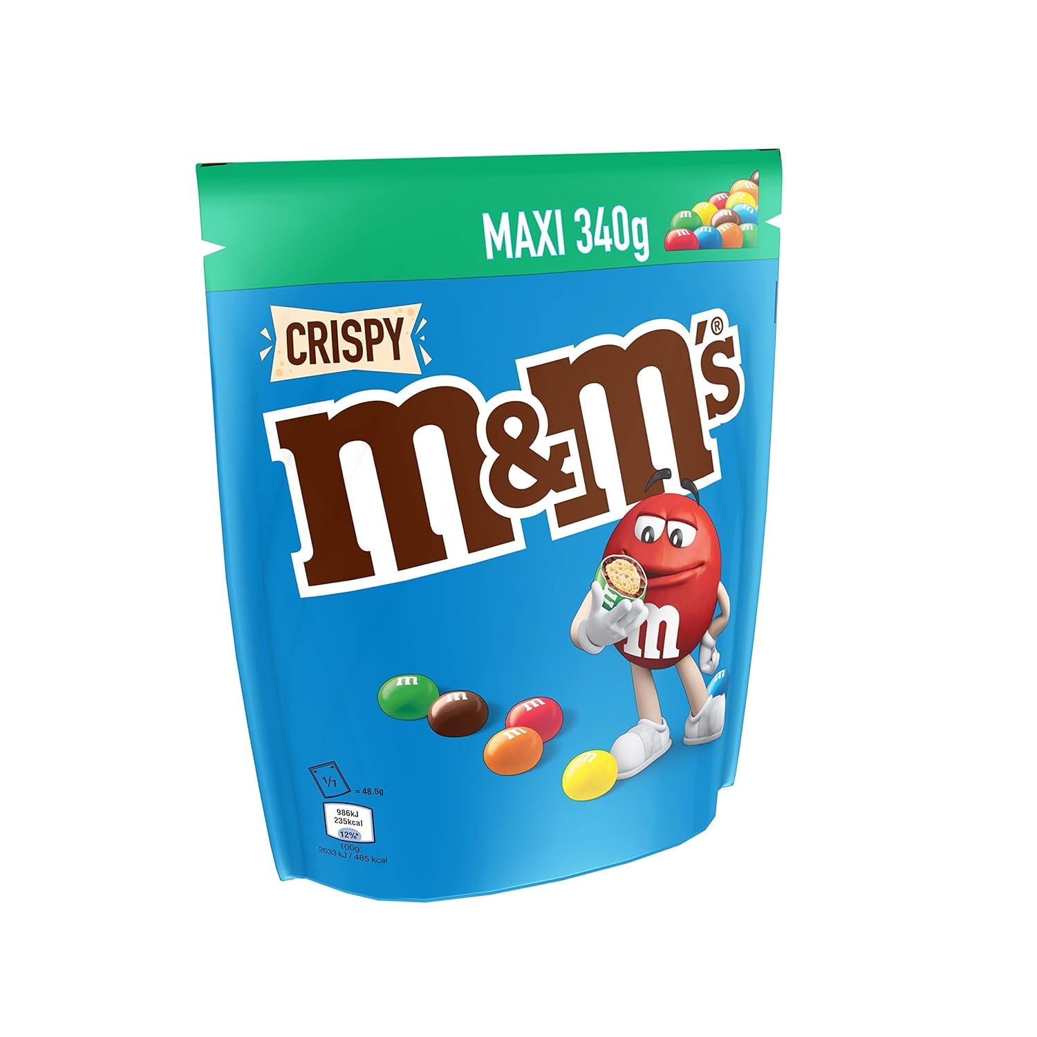 M&M'S sprøde, chokolade sprøde linser og sprøde center, chokolade, 1 pakke (1 x 340 g) (pakke med 2)