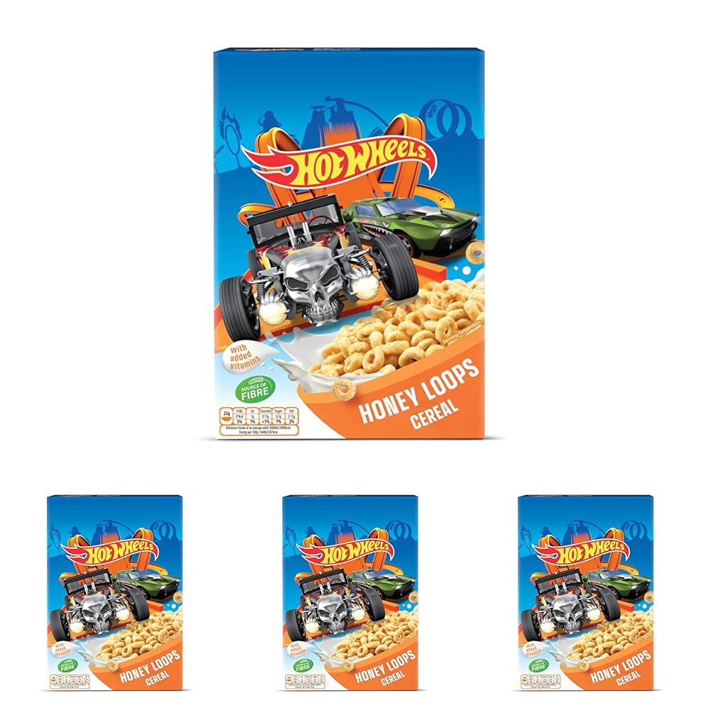 Hot Wheels Honey Loops Crunchy fuldkornsmorgenmad med tilsatte vitaminer, 1 pakke (1 x 375 g)