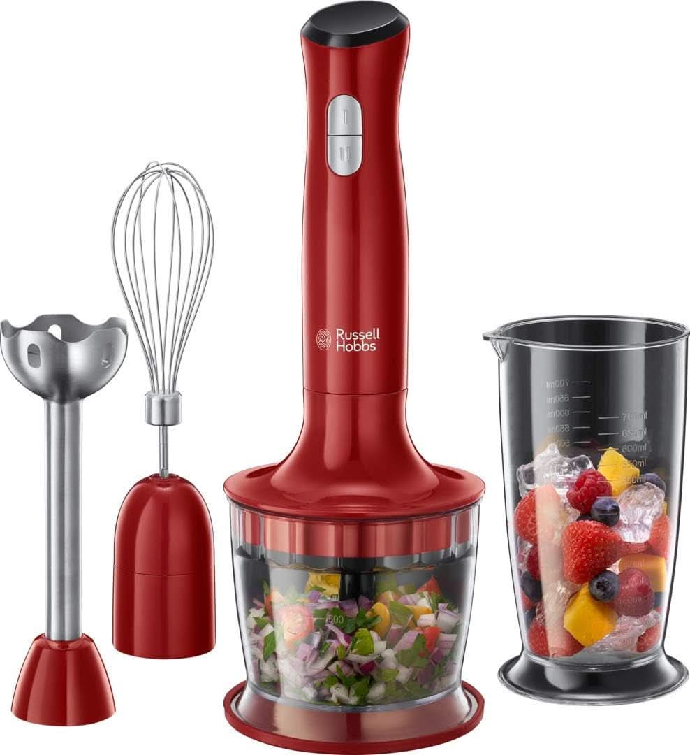 Russell Hobbs Standmixer [3-i-1: Pürierstab/Zerkleinerer, Mixer- & Schneebesenaufsatz] Desire Rot (Bpa-Free & Spülmaschinenfestes Zubehör, Für Smoothie, Suppen Saucen, Joghurt Babynahrung) 24700-56 Butik Rotel Kitchen Nat