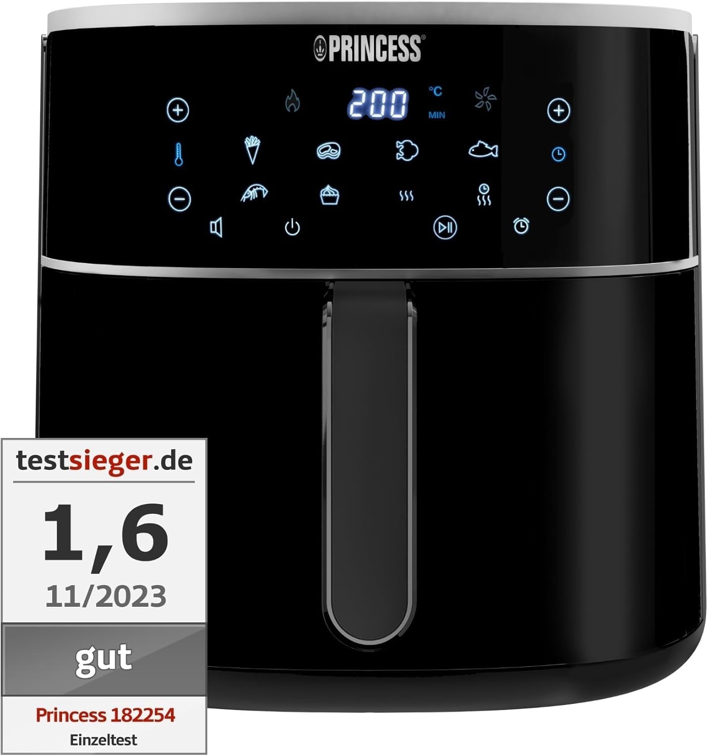 Princess Digital Hot Air Fryer - Variabel skålkapacitet - 8 liter maksimum - 6 forudindstillede programmer Hvidevarer Naty Shop 8 liter