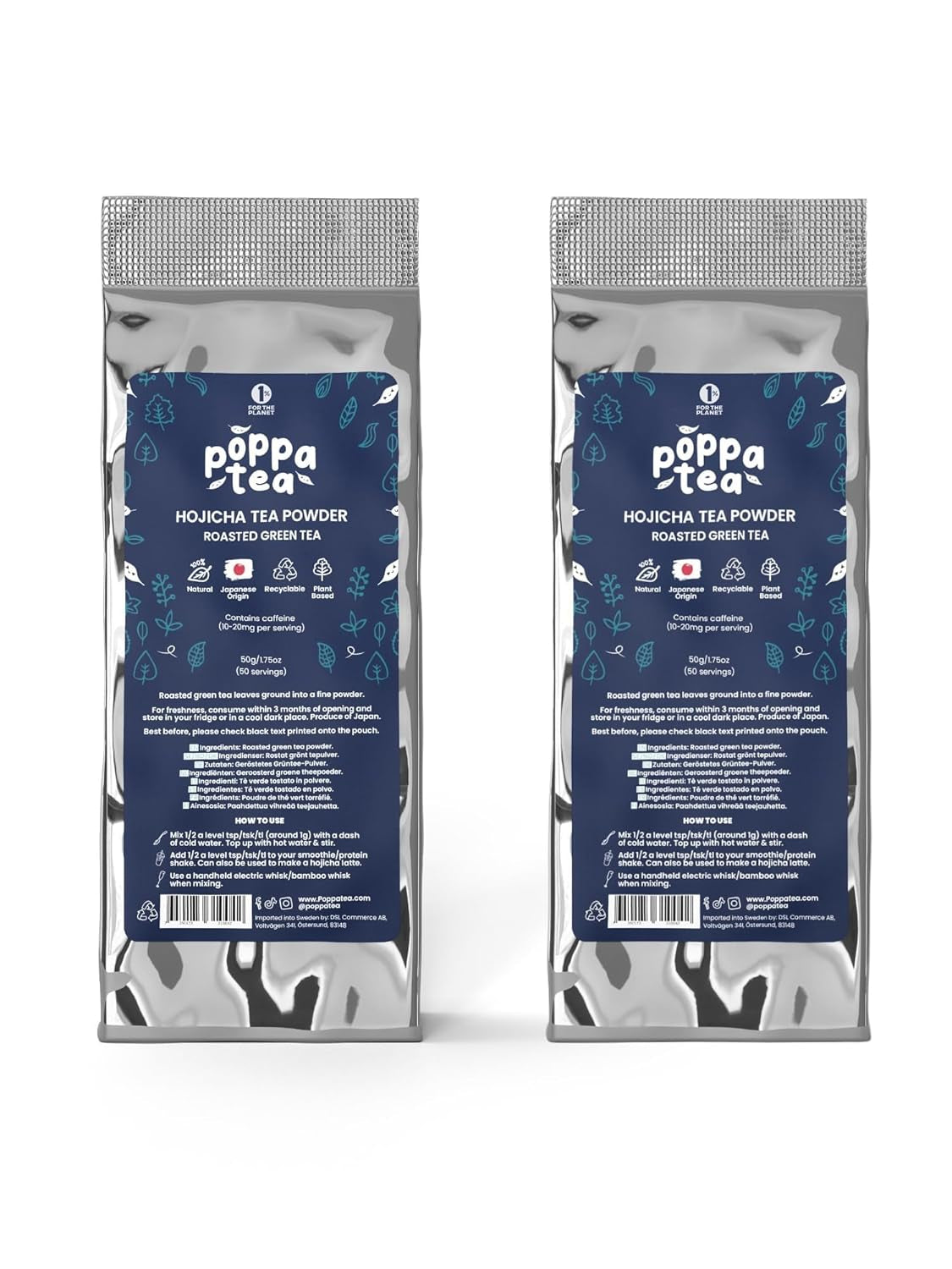 Poppatea Hojicha pudră de ceai - ceai verde prăjit (pungă de reumplere de 50 g)