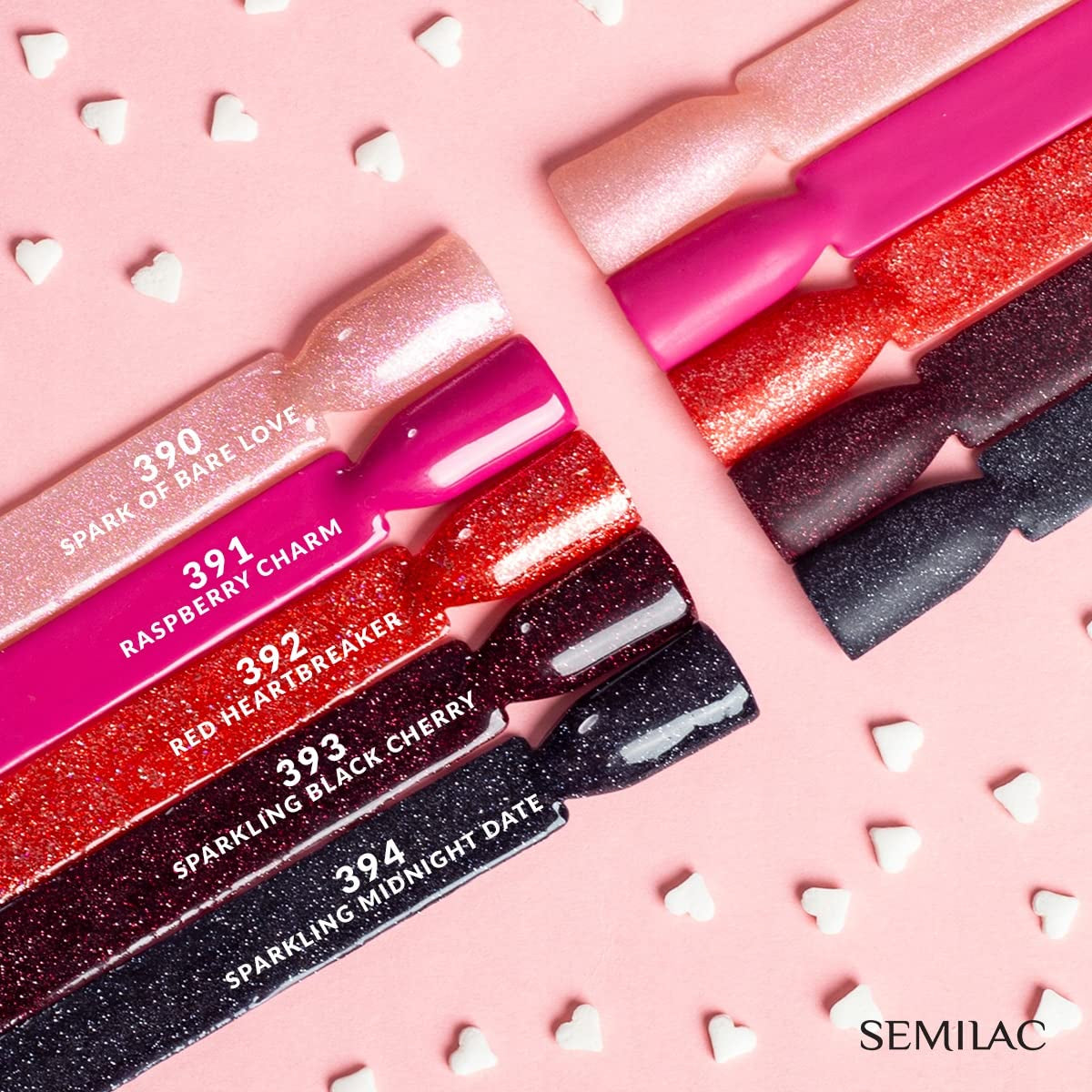 Semilac UV Neglelak 394 Sparkling Midnight Date 7 ml - Mørk nattehimmel med glittereffekt - Love Is In The Nails Collection