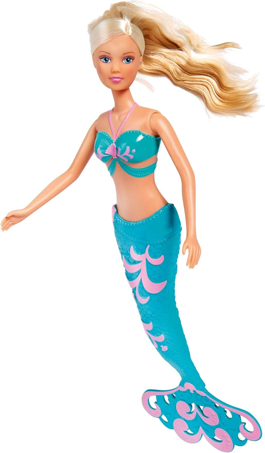 Simba 105733336 - Steffi LOVE Mermaid Friends, păpușă ca o sirenă magică cu sora Evi, figurină cu delfin și multe altele, jucărie pentru copii de la 3 ani în sus Papusi Naty Shop