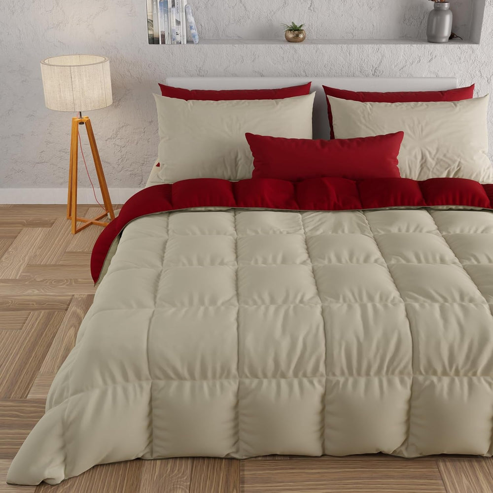 PETTI Artigiani Italiani - Dobbeltseng vinterdyne, maxi, monokrom, dobbeltsidet, hvid, grå, 100% Made in Italy Dyner og dyner Naty Shop Bordeaux taupe Una Piazza E Mezza