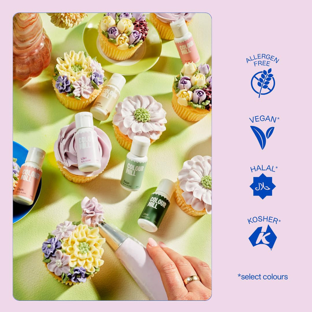 Colorant alimentar pe bază de ulei Colour Mill Blend Violet - Colorant alimentar pentru ciocolată, fondant, brioșe, prăjituri, copt, macaroane - Colorant alimentar pentru decorarea torturilor - 20 ml