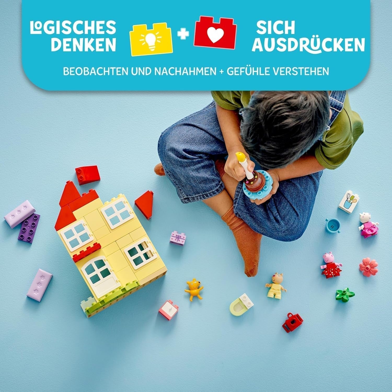 LEGO DUPLO Peppas fødselsdagshus: Kreativt 3-cifret legetøj, bygge og genopbygge legetøjshus til 2-årige, drenge og piger, fremmer fingerfærdighed 10433 Byggesæt Besuche den LEGO-Store