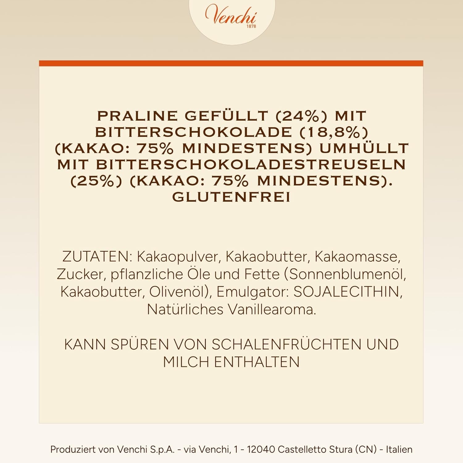 Venchi - Chocoviar terninger 75% - Praliner med "Cuor di Cacao" fyld, ekstra mørk chokolade og Chocoviar granulat 75% - 1 kg bulk pakke - Vegansk - Glutenfri