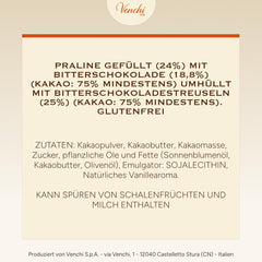 Venchi - Chocoviar terninger 75% - Praliner med "Cuor di Cacao" fyld, ekstra mørk chokolade og Chocoviar granulat 75% - 1 kg bulk pakke - Vegansk - Glutenfri