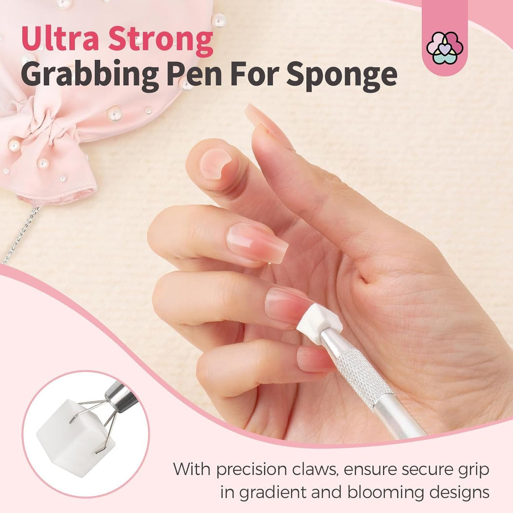 125 Nail Art Schwämme Und 4 Krallen Nail Sponge Metallgreifer Für Ombre Und Gradient Nageldesign, Nagelkunst-Schwamm Pinsel, Maniküre Zubehör Für Nägel, Nail Art Schwämme Für Babyboomer Effekte DIY