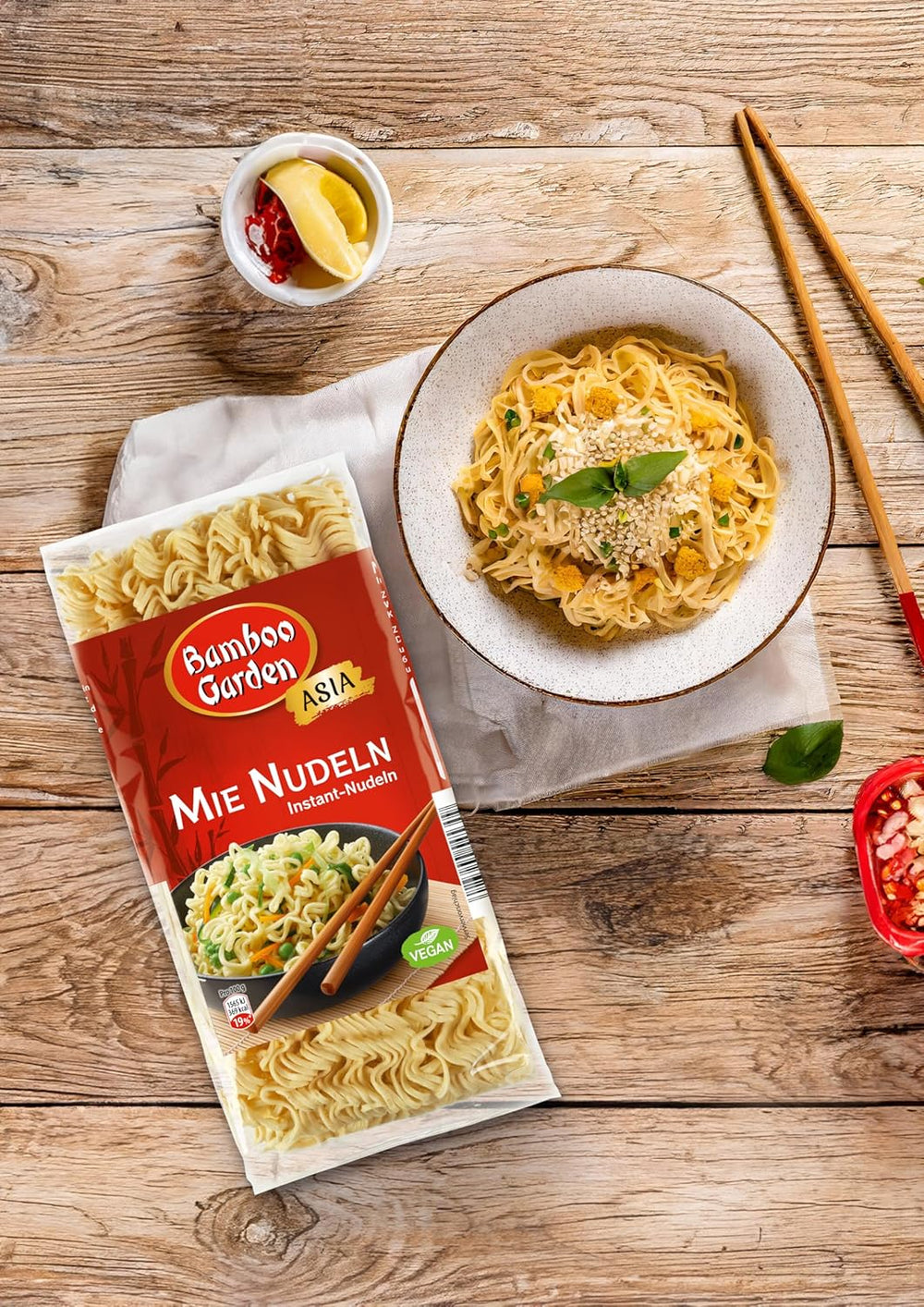 Bambushave - Mie Nudler | Instant nudler til asiatisk køkken | Ideel til wok-retter eller supper Veganere | 250 g pose