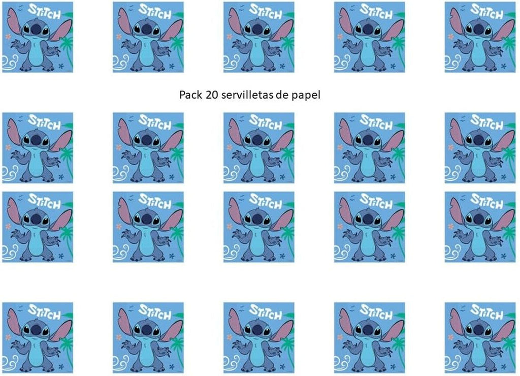 , 5072; 20 șervețele de hârtie, Ideal pentru petreceri și zile de naștere, Licență Stitch, Dimensiuni: 33 X 33 Cm, Pachet de 20 șervețele Stitch