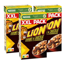 Cereal NESTLE LION, Chokolade korn med karamel og 41% fuldkornsmel, sæt 3 x 1 Kg Cereal Naty Shop