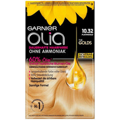 Garnier Olia Vopsea de păr permanentă fără amoniac, Vopsea de păr hrănitoare pentru acoperire 100% a părului gri, The Golds, 10.32 Platinum Gold (Blond), 3 bucăți Vopsea pentru par Naty Shop Titlu implicit