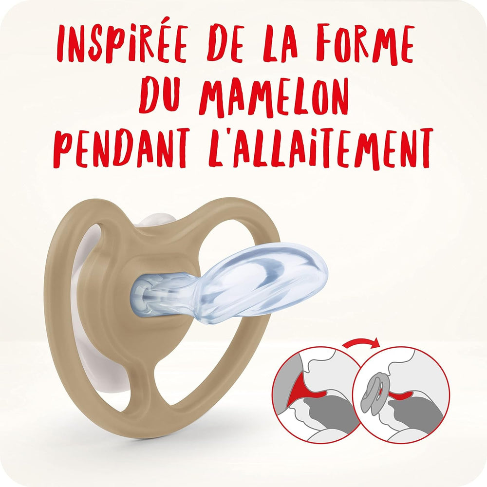 Suzete NUK Space Night, 0-6 luni, orificii de ventilație extra mari, strălucesc în întuneric, silicon fără BPA, vulpe și buburuză, 2 bucăți