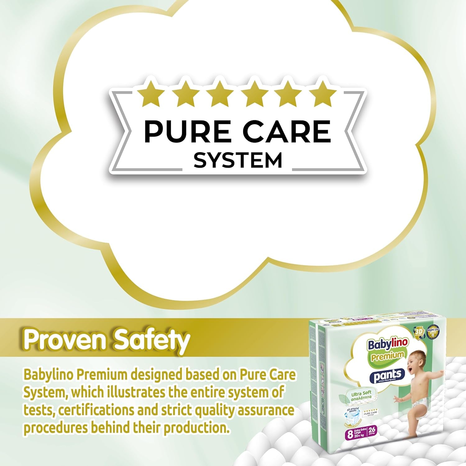 Premium bukser størrelse 8 med ultra-blødt filter, XXL (20+ kg), 104 stk.