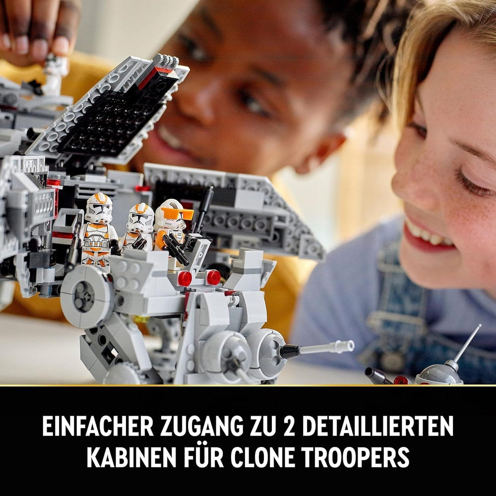 LEGO Star Wars At-Te Walker mobilt legetøjsmodel minifigursæt med 3 klontroopers, kampdroider og dværgedderkop-droid 75337 byggesæt Besuche den LEGO-Store