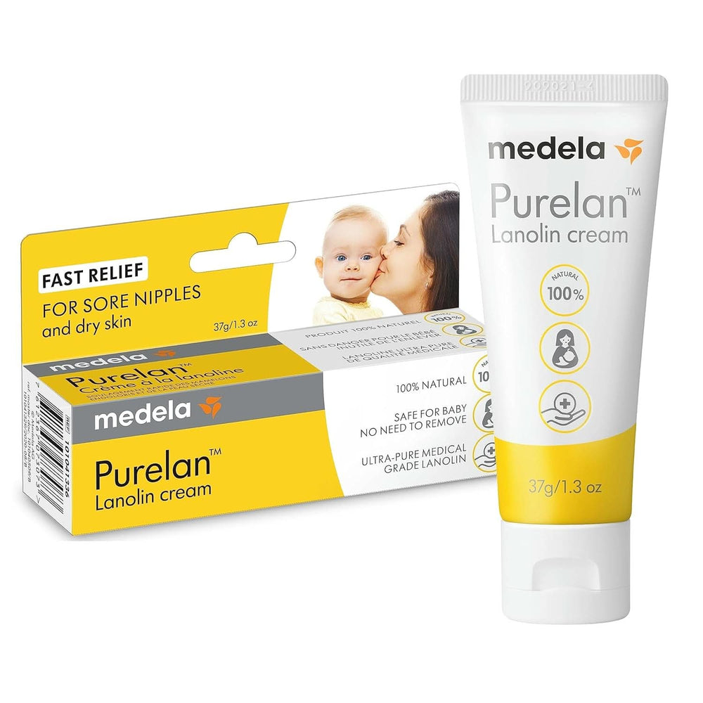 Medela Purelan 37G Lanolin Nipple Cream - creme til ømme brystvorter og tør hud, 100 % naturligt, allergivenligt Tilbehør Mad og amning Bebe Naty Shop
