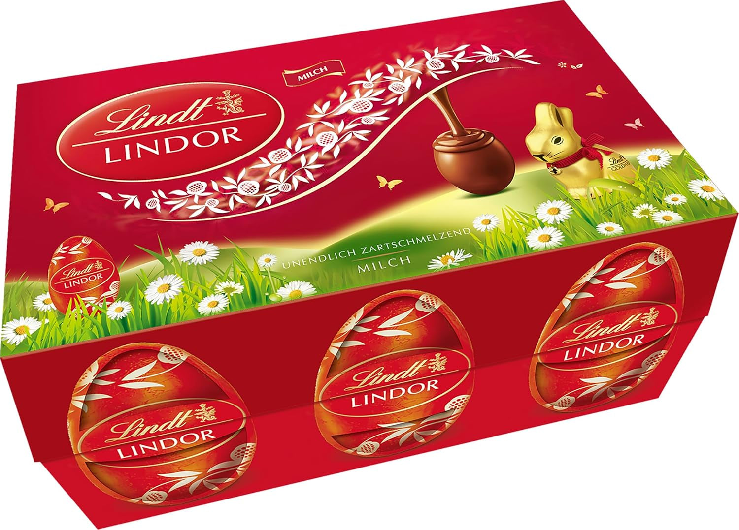 Påskemix Lindt Chokolade LINDOR | Æske 144g | LINDOR æg, der smelter i munden i tre varianter: Mælkechokolade, Mørk chokolade, Hasselnød | Påskechokolade | Gave af chokolade | 1 pakke
