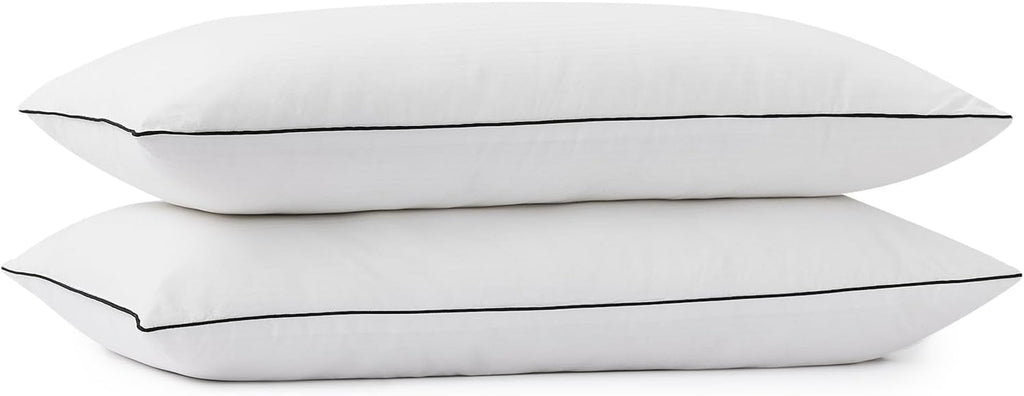 Pernă Sweetnight 80X80 Set de 2, pernă din microfibră 1300G, pernă moale și de susținere a gâtului pentru toate pozițiile de dormit, capac respirabil 100% bumbac, certificat Oeko-Tex Perne standard Naty Shop Alb 40 X 80 Cm Set de 2 Design cu dungi 1