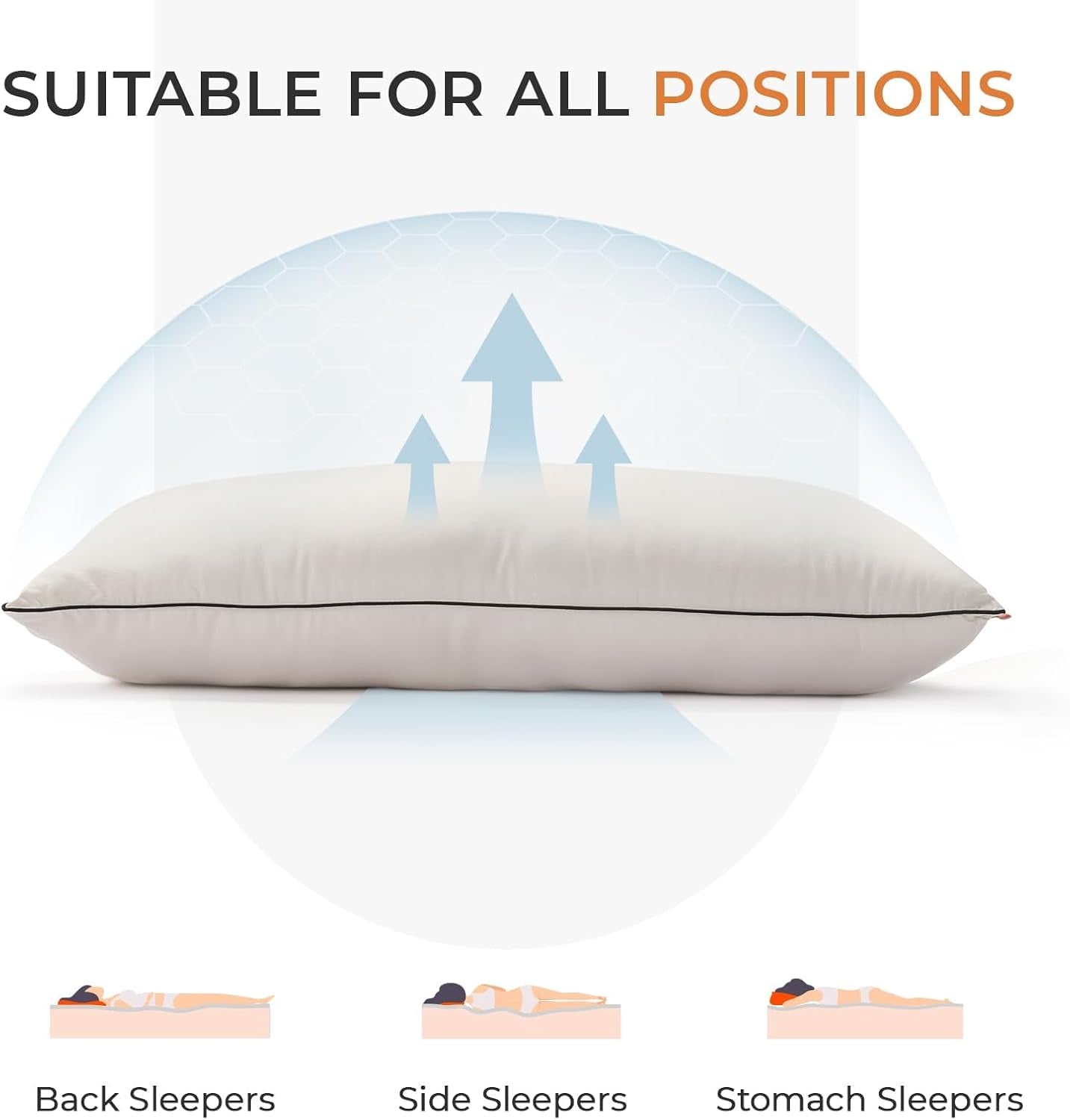 Pernă Sweetnight 40X80 Set de 2, pernă moale și de susținere a gâtului fabricată din umplutură de pernă din microfibră 2X800G, pernă de dormit pentru toate pozițiile de dormit, capac din fibră de bambus confortabil și respirabil, alb Perne standard Naty Shop