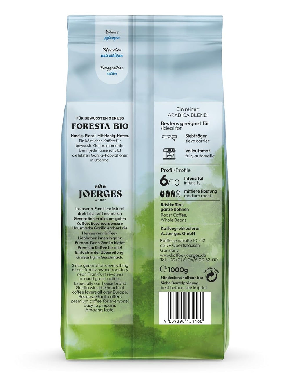 Joerges Foresta Coffee 1X 1000G boabe integrale prăjite Cafea Naty Shop