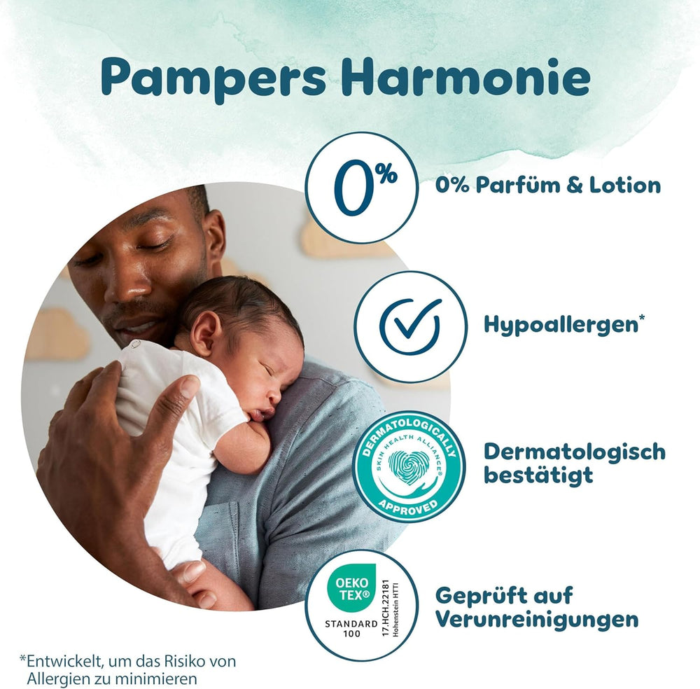 Pampers Harmony bleer størrelse 4, 174 bleer, 9 kg-14 kg, skånsom hudbeskyttelse med 100 % Pampers beskyttelse