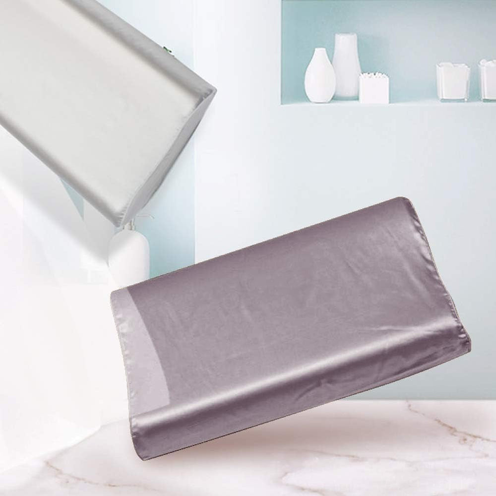 Față de pernă THXSILK din mătase de dud 19 Momme pentru pernă contur din spumă cu memorie, pernă cervicală din latex, hipoalergenică, lavabilă (50 x 30 x 10/7 cm, gri închis)