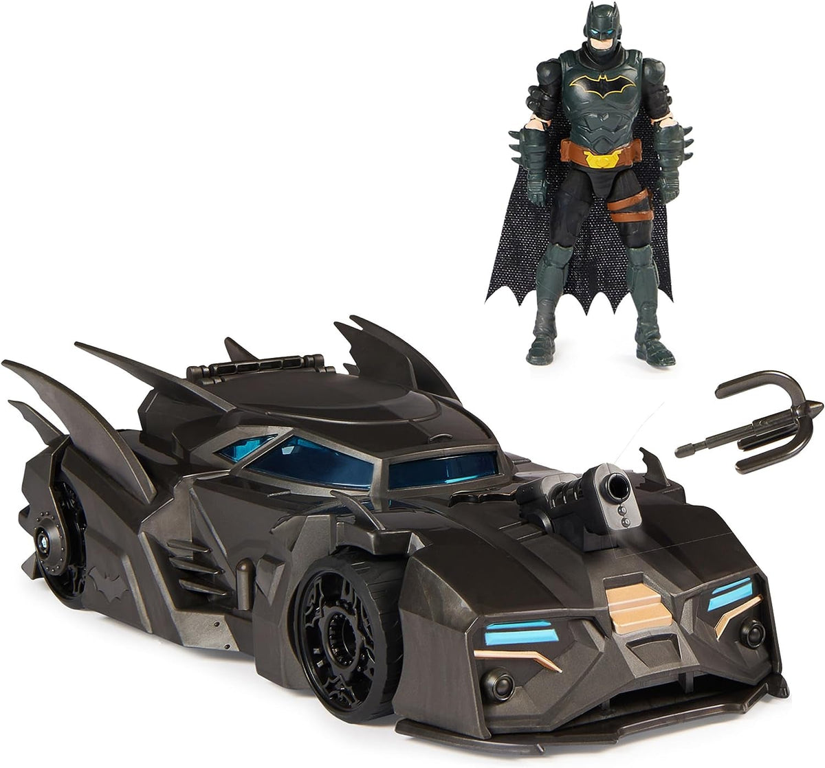 DC Comics Batman Batmobil offroad med katapult med gribekrog og mesh-bagcelle, inklusive 10 cm Batman-figur, til superheltefans fra 4 år og opefter Action Figures Naty Shop Single