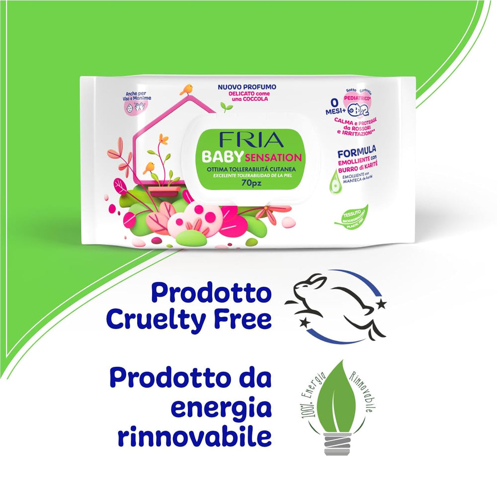 Baby Sensations med låg, 72 vådservietter, renseservietter til personlig pleje, unisex, børn