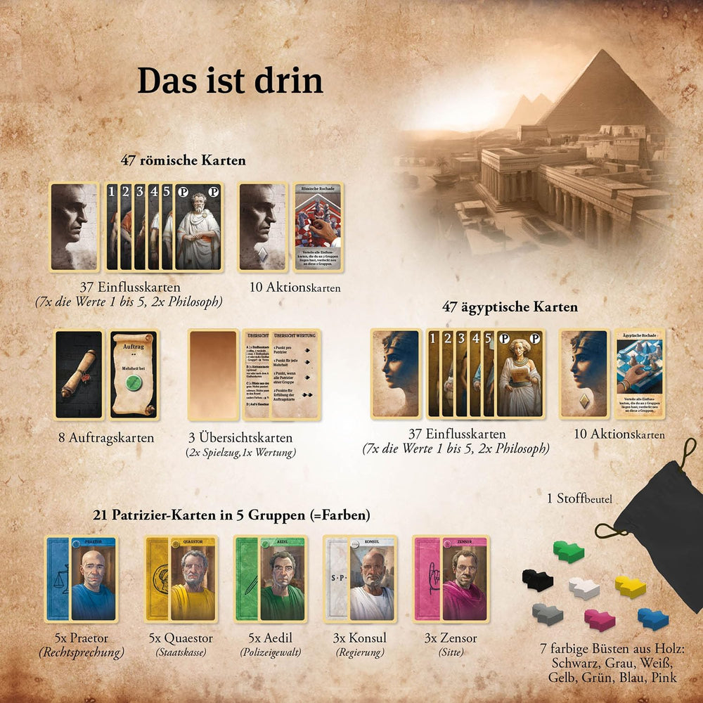 KOSMOS 684556 Caesar & Cleopatra, Strategikortspil for 2 spillere fra 10 år og opefter, Voksenspil, Brætspil for 2