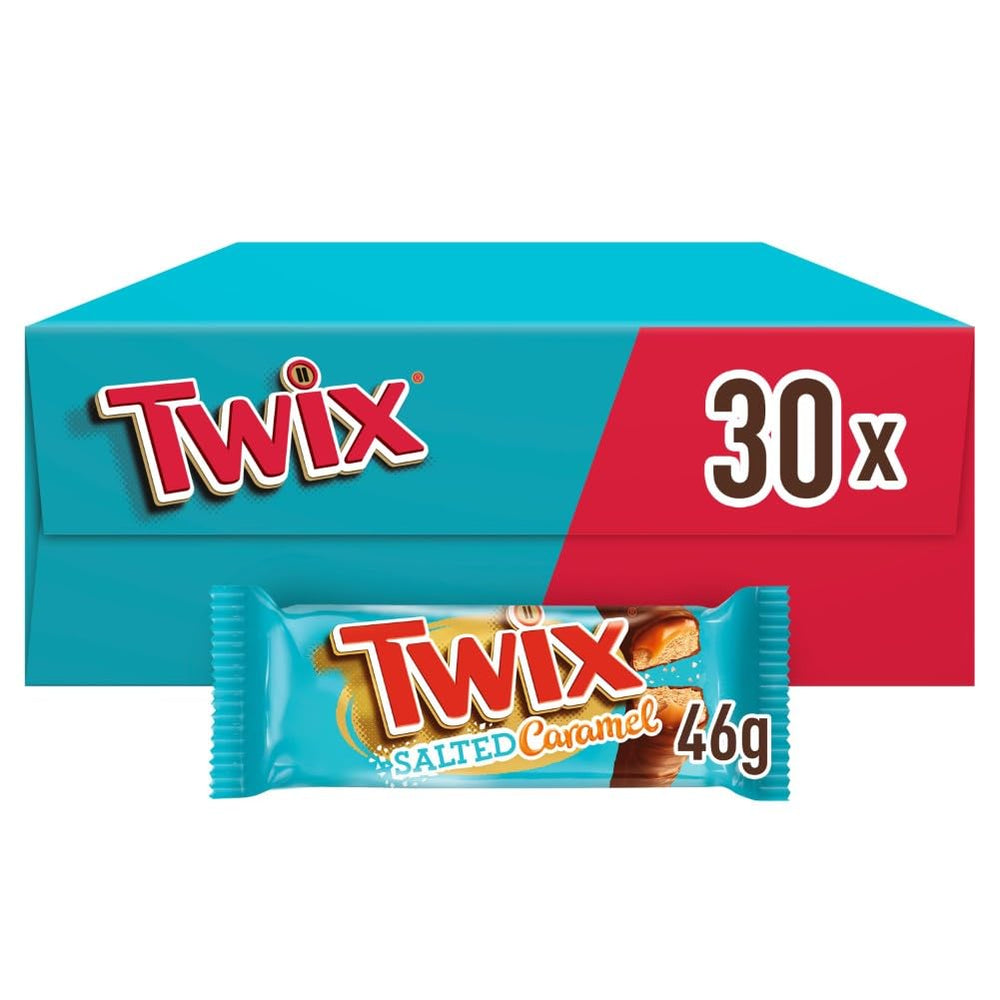 Twix Salted Caramel Chokoladebarer | Bulk pakke chokolade | 30 dobbeltstænger (30 x 46 g)