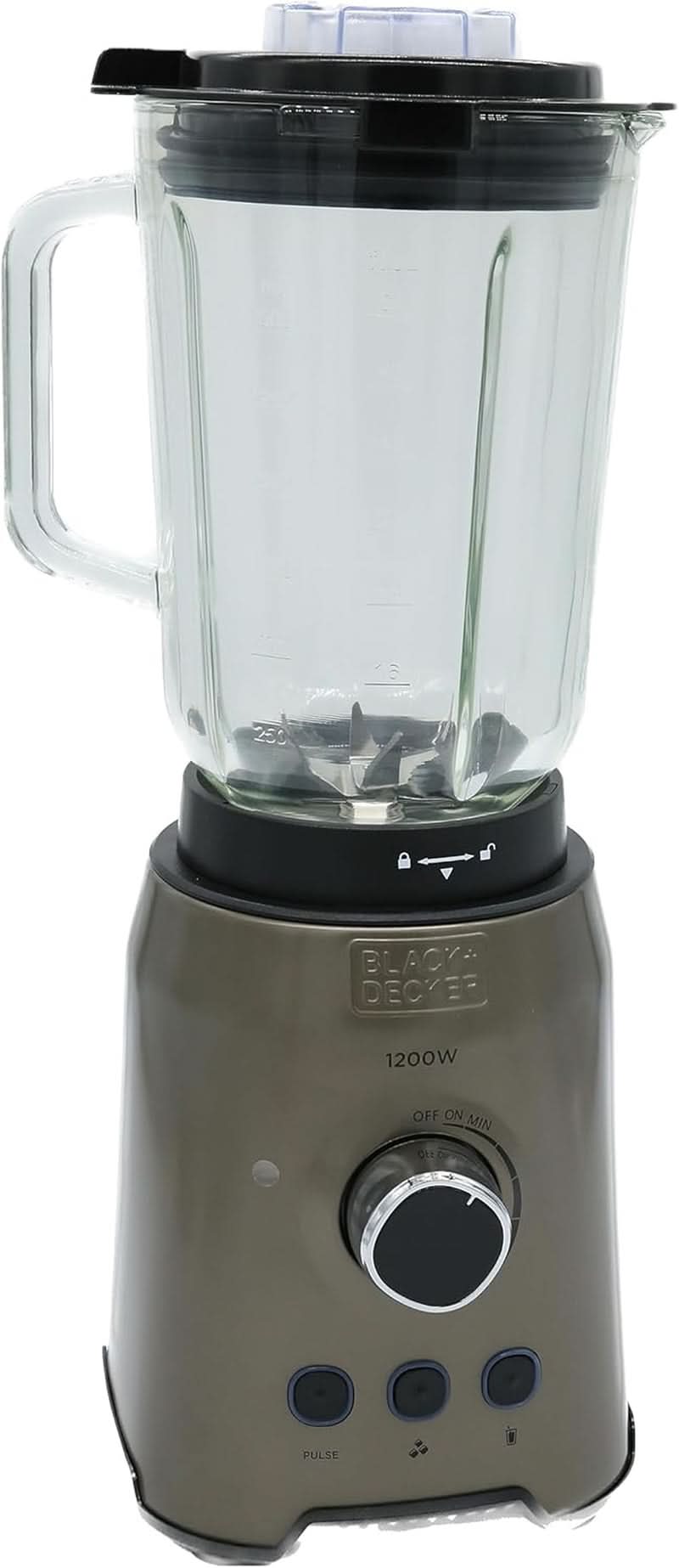 BLACK+DECKER Stand mixer | 500W | 2 hastigheder | Pulsfunktion | Glaskrug | 1,5L | Edelstahlmesser Mit 4 Klingen | Herausnehmbar Und Leicht Zu Reinigen | Weiß Und Grau Køkken Naty Shop 1200W Edelstahl