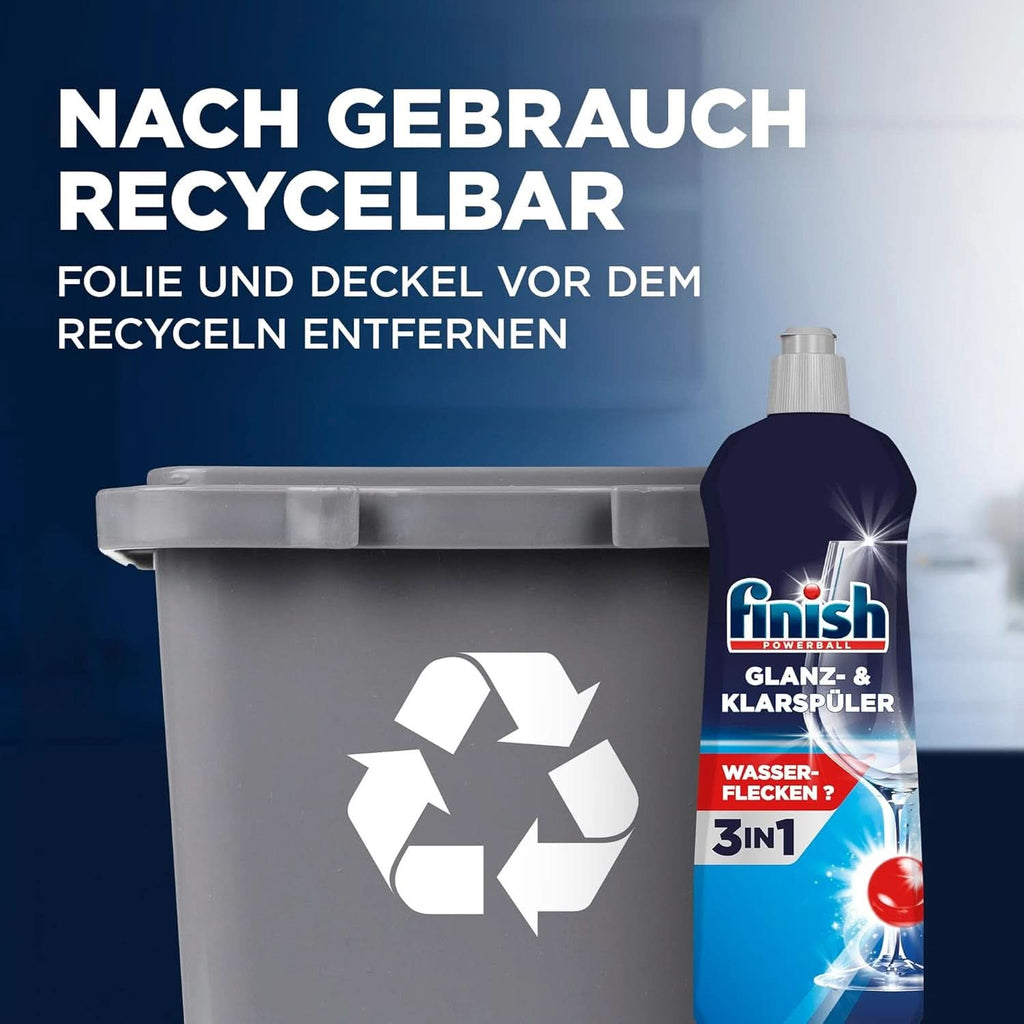 Finish Shine & Rinse Aid - Pentru vase strălucitoare și uscate, fără pete de apă - Megapack de 800 ml (pachet de 3) Naty Shop