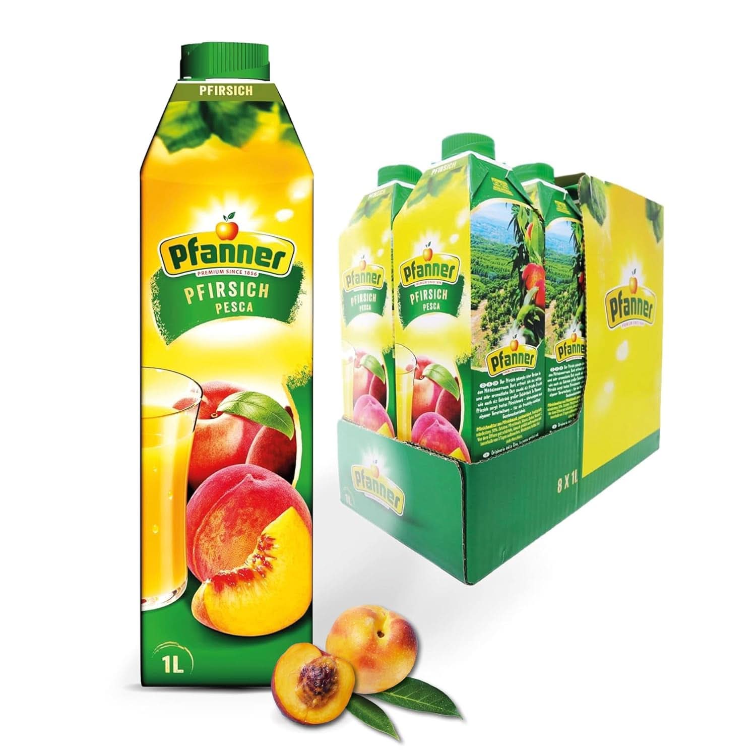 Pfanner Jordbærfrugtnektar (8 X 1 liter) - 30 % frugtindhold - jordbærdrik Naty Shop Peach