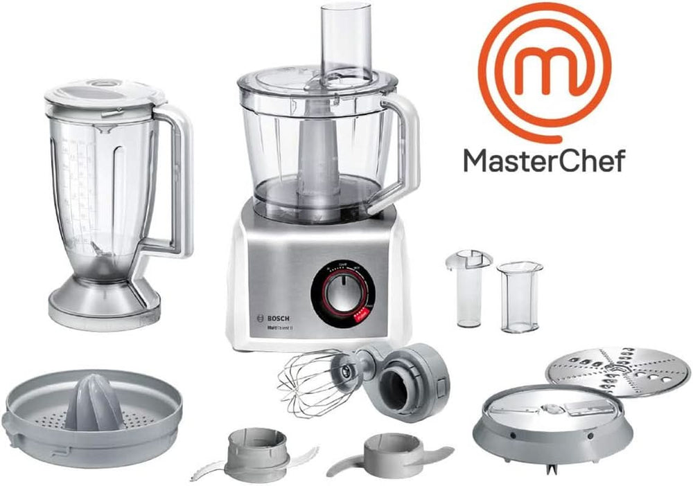 MC812S820 Multitalent 8/1.250 Watt / 3.9 Liter/Multizubehör, Weiß/Edelstahl Mor og barn Naty Shop