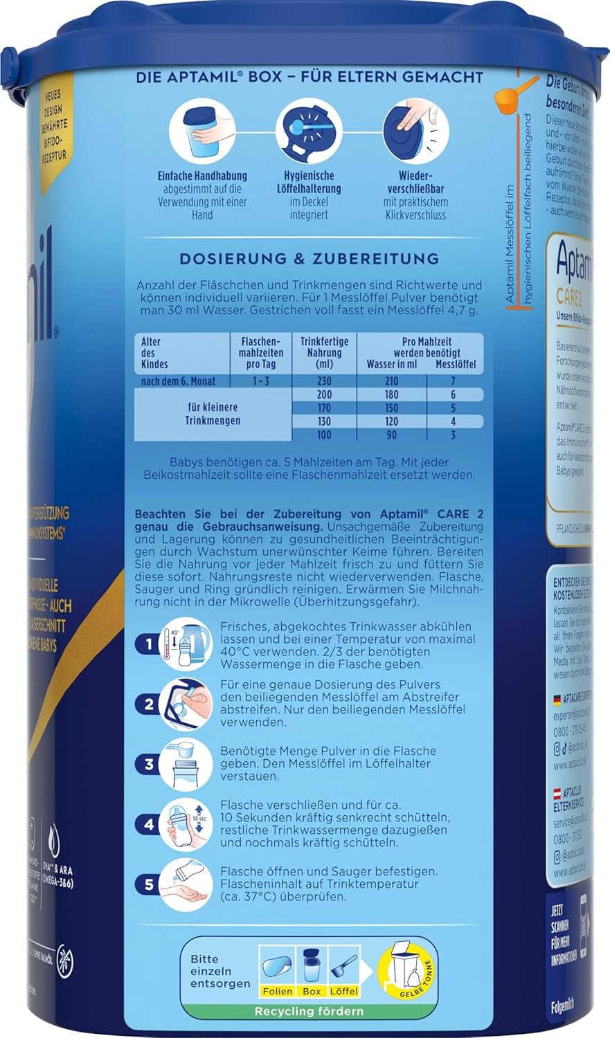 Aptamil Care 2 – Også velegnet til babyer født ved kejsersnit – 1 x 800 g