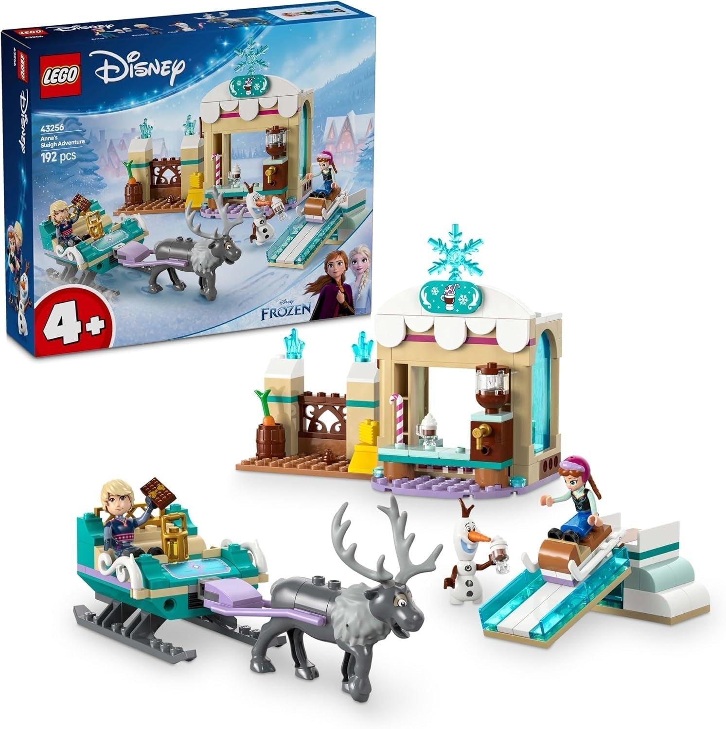 LEGO Ç€ Disney Frosne Annas slædeeventyr, byggelegetøj og fantasilegesæt, chokoladestativ med Anna, Kristoff, Olaf og Sven minidukker, prinsesselegetøj til piger fra 4 år 43256 Byggesæt Besuche den LEGO-Store Standardtitel
