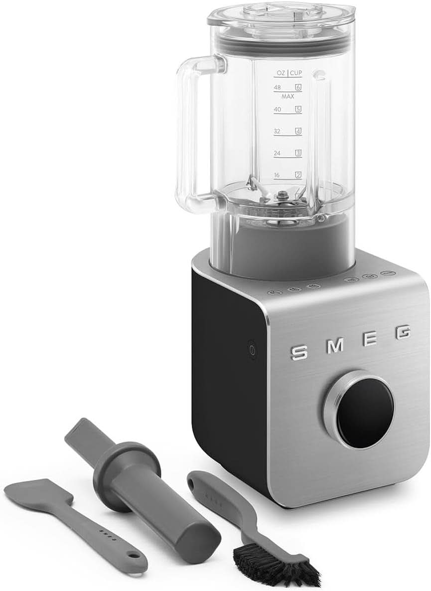 SMEG, Hochleistungsmixer BLC01BLMEU, 5 Voreingestellte Programme, 9 Manuelle Geschwindigkeitsstufen, Pause & Pulse-Funktion, Kunststoffgehäuse, Rutschfeste Basis, 1400 W, Schwarz Bucatarie Naty Shop