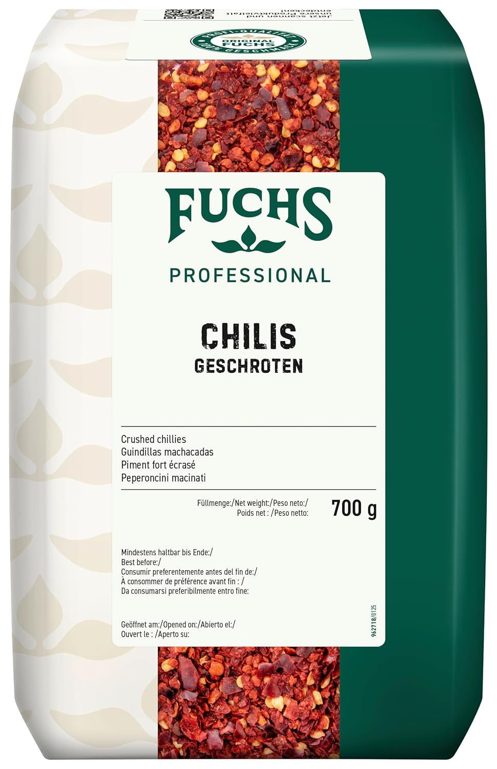 Fuchs Professional - Chilis geschoten | Verleiht Chili con Carne die richtige Schärfe | Profi-Qualität für Großverbraucher | 0,7 kg im genanvendelig taske