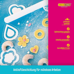 DECOCINO Ausrollstab – 3-delt, ca. 23 cm lang – antihaftbeschichter als Teigrolle zum Ausrollen von Marcipan, Blütenpaste, Roll-Fondant