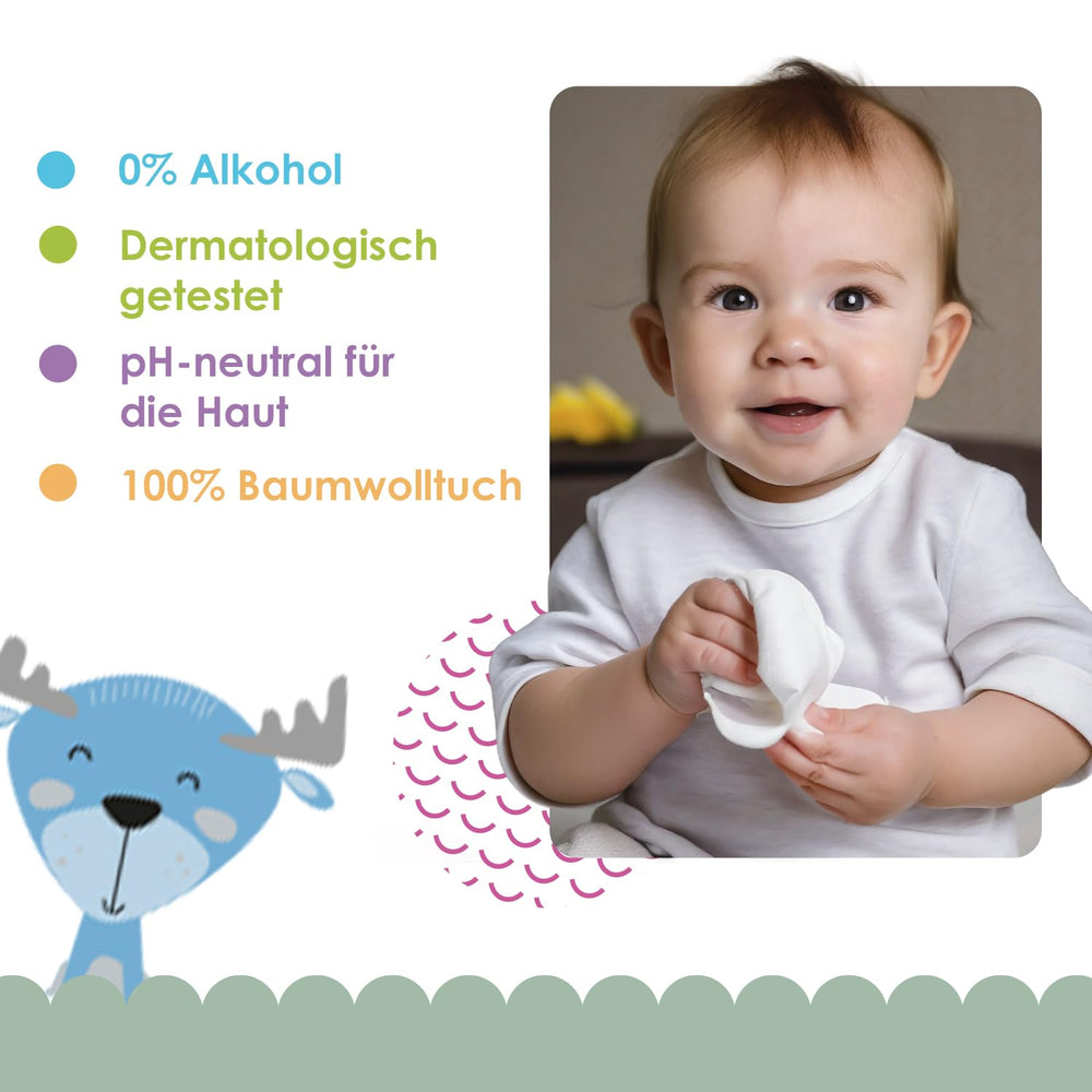 Cleanic Baby Eco Pure Water Wet Wipes – (1 x 50 stk.) Vådservietter til børn og spædbørn – parfumefri, skyllebar, følsom hud – 50 stk.