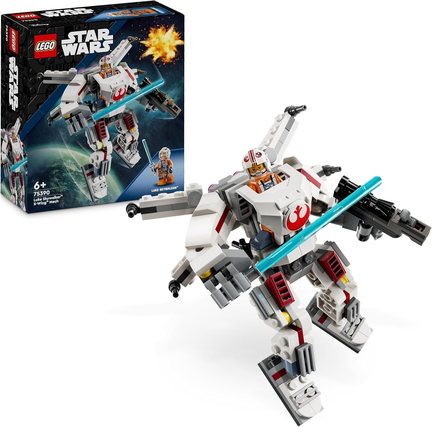 LEGO Star Wars Luke Skywalker's X-Wing Mech samleobjekt legetøjsklodser Action Eventyr gaveidé til kreative drenge og piger i alderen 6+ 75390 Byggesæt Besuche den LEGO-Store Standardtitel