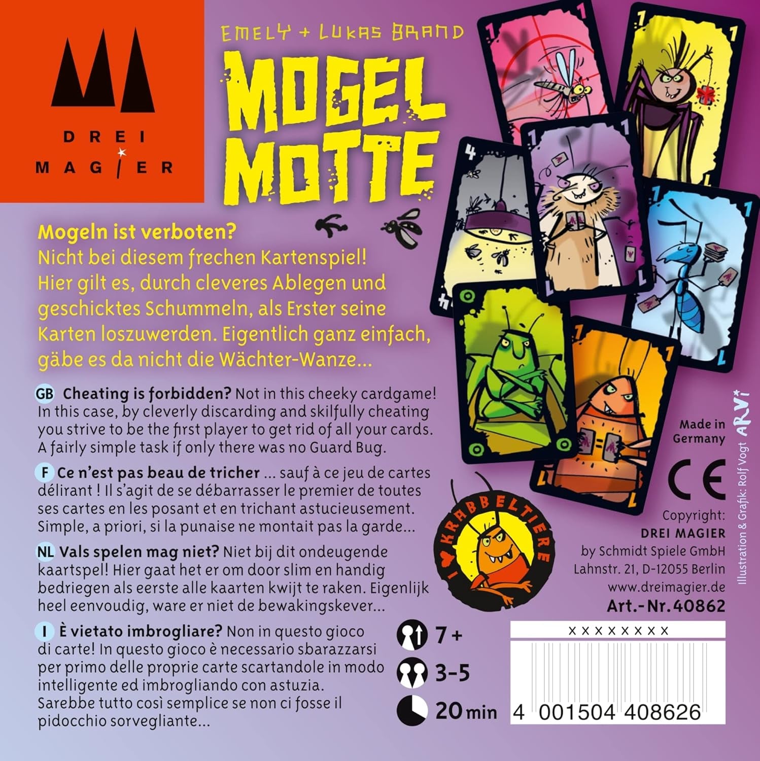 Schmidt Spiele 40862 Mogel Motte, Three Magicians Card Game