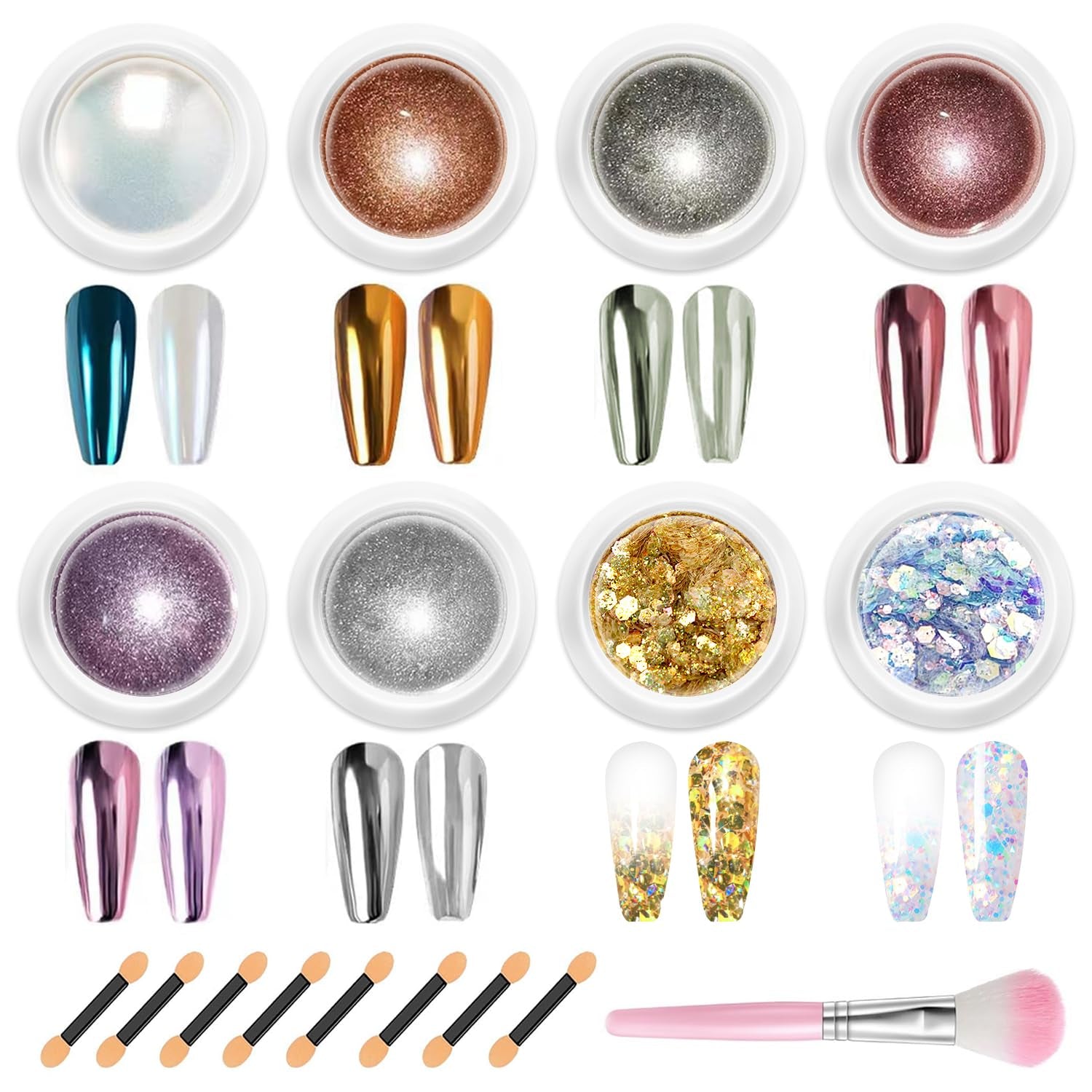 BISHENGYF Rose Gold Chrome Nail PowderNeue Upgrade Grosse Kapazität Chrom PulverSuper-Spiegeleffekt Metall Mirror Chrome Powder –Neon Glassy Pearl Effect Glitter Nagelkunst Pulver Für DIY Salon